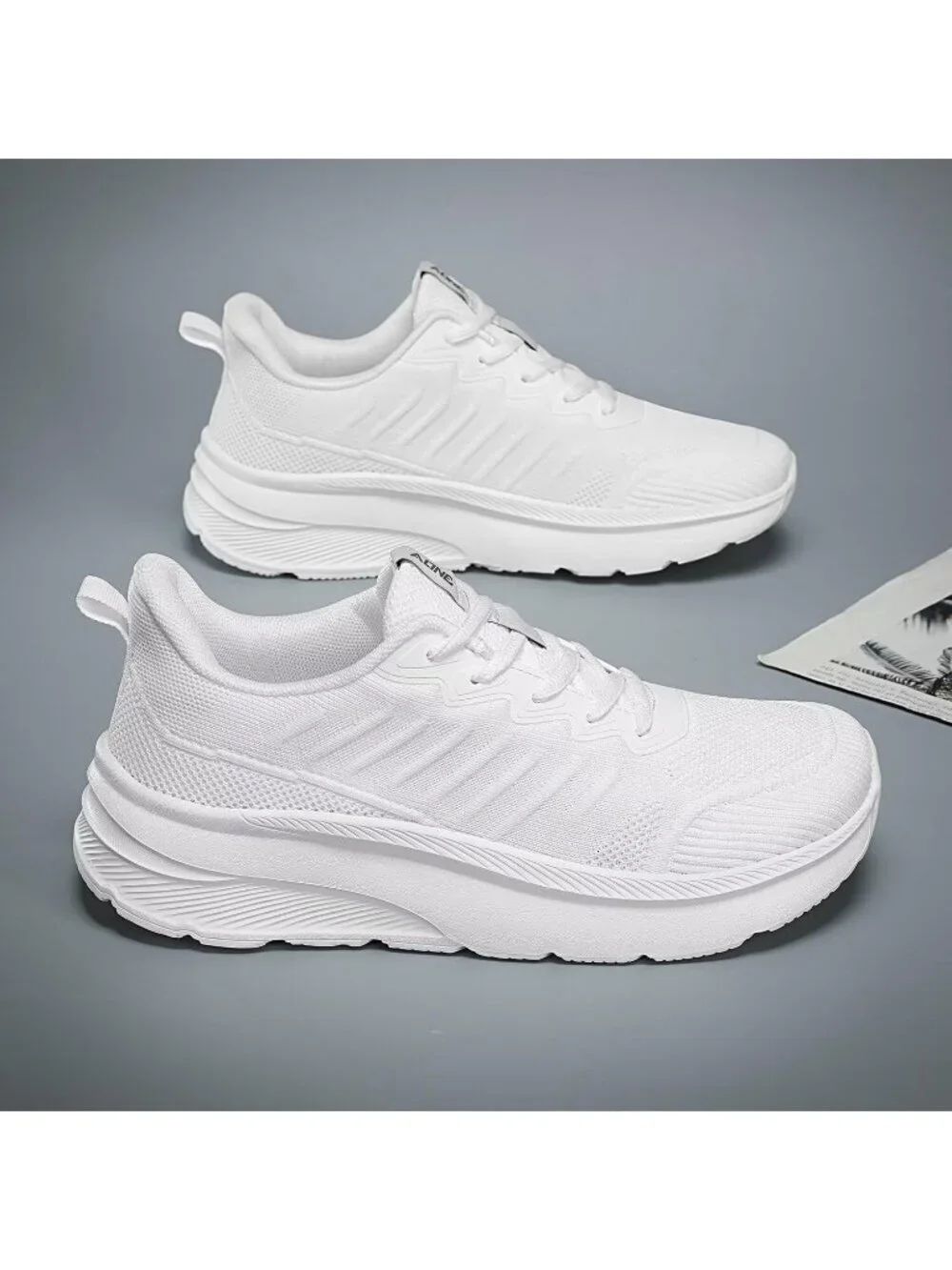 Men's White Wide Walking Shoes Soft Sole Non Slip Running Comfortable Tennis